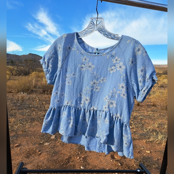 Blue Babydoll Blouse - Picture 1 of 3